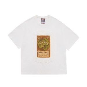 CROCHET WINE LABEL WHITE T-SHIRT