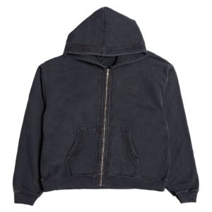 LIAN BOXY ZIP UP HOODIE VINTAGE BLACK
